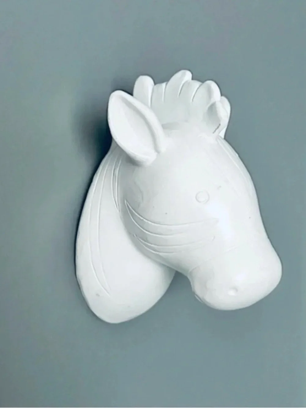 Mini Zebra Head Bust Wall Hanging White Painted Gallery Wall Safari Bohemian